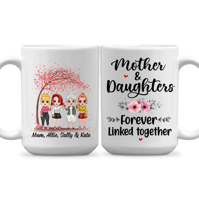 Up To 3 Daughters The Love Between A Mom And Daughters - Personalized Mug For Her, Mom, Daughter