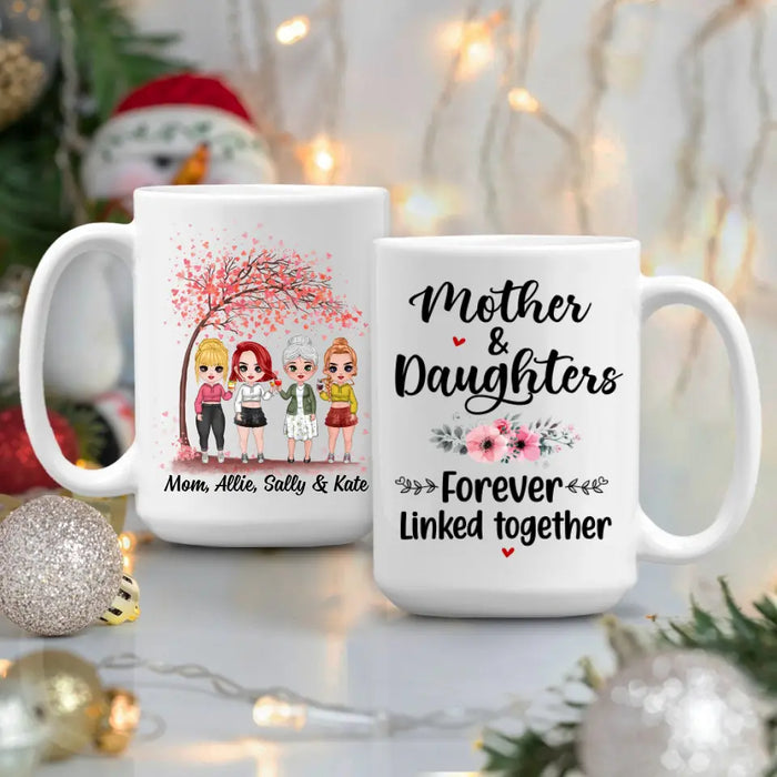 Up To 3 Daughters The Love Between A Mom And Daughters - Personalized Mug For Her, Mom, Daughter