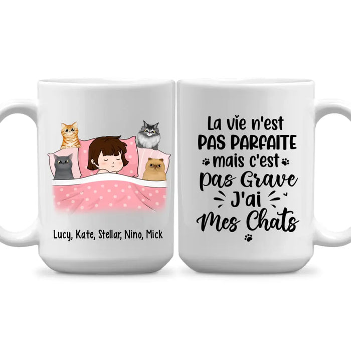 La Vie N'est Pas Parfaite Mais C'est Pas Grave J'ai Mes Chats - Personalized Mug For Him, Her, Cat Lovers