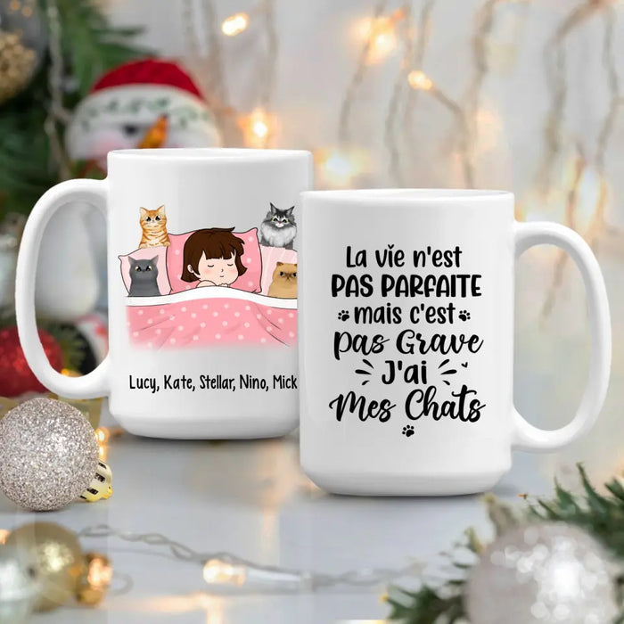 La Vie N'est Pas Parfaite Mais C'est Pas Grave J'ai Mes Chats - Personalized Mug For Him, Her, Cat Lovers