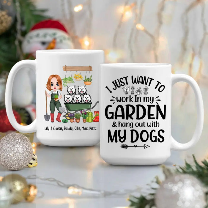 Up To 5 Dogs I Just Want To Work In My Garden - Personalized Mug For Him, Her, Dog Lovers, Gardener