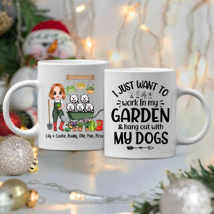 Up To 5 Dogs I Just Want To Work In My Garden - Personalized Mug For Him, Her, Dog Lovers, Gardener