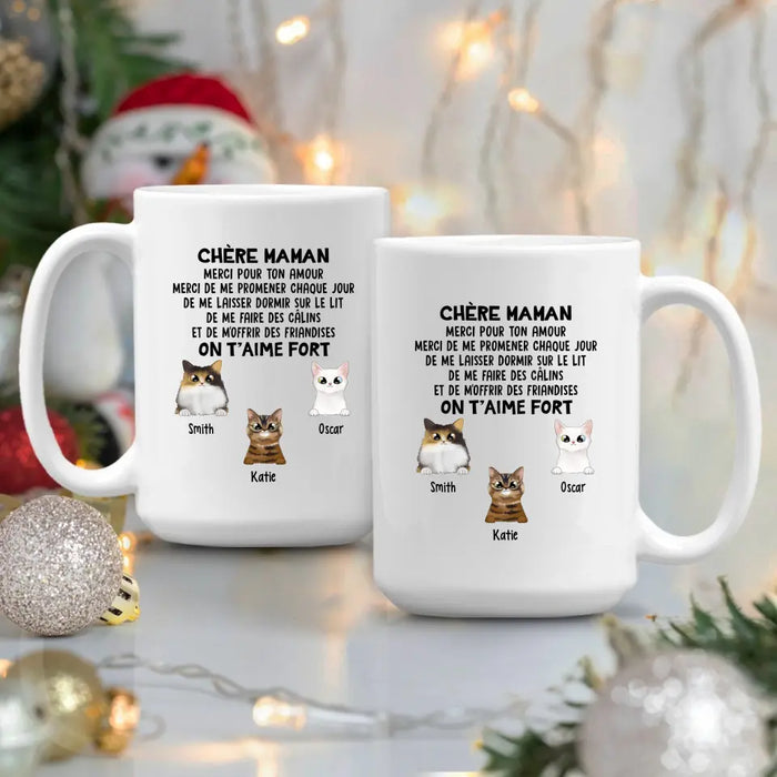 Chère Maman On T'aime Fort  - Personalized Mug For Cat Lovers, For Cat Mom