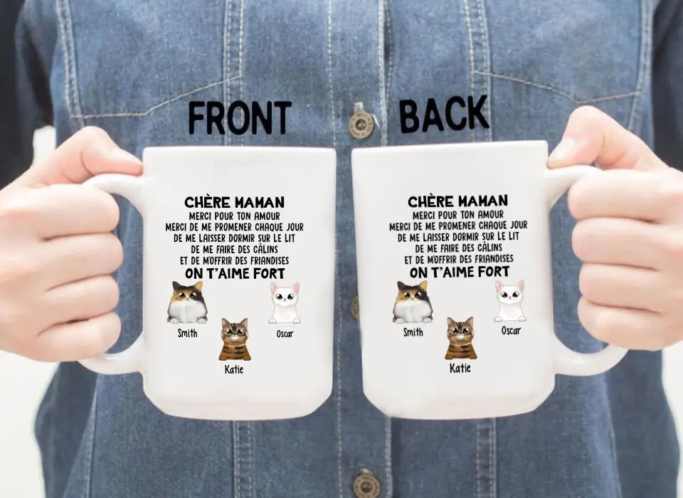 Chère Maman On T'aime Fort  - Personalized Mug For Cat Lovers, For Cat Mom