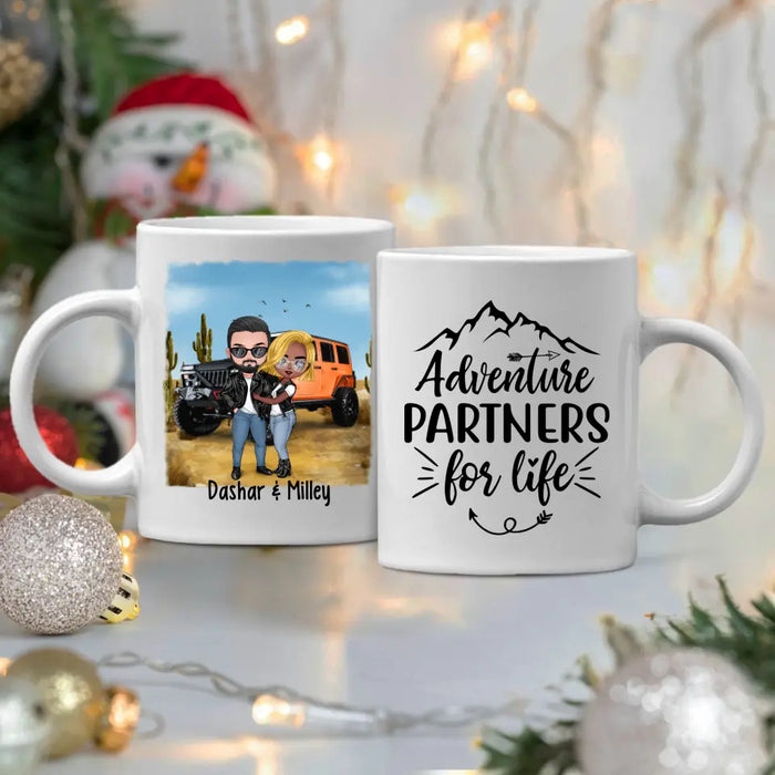 Off-Road Couple Hugging, Driving Together - Personalized Mug For Car Lovers, Off-Road