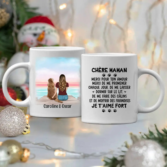 Chère Maman Merci Pour Ton Amour - Personalized Mug For Her, Dog/Cat Mom, Dog Lovers, Cat Lovers