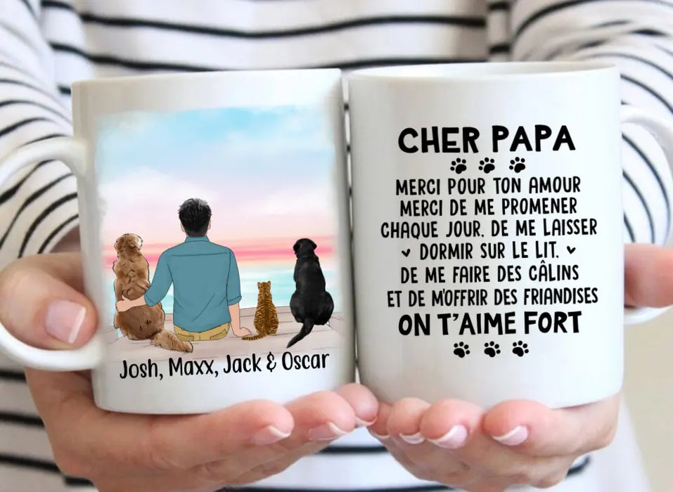 Chère Papa, Merci Pour Ton Amour - Personalized Gifts Custom Dog Mug for Dog Dad, Dog Lovers