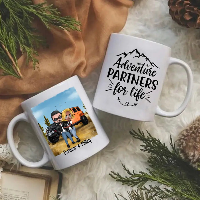 Off-Road Couple Hugging, Driving Together - Personalized Mug For Car Lovers, Off-Road