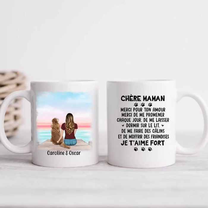 Chère Maman Merci Pour Ton Amour - Personalized Mug For Her, Dog/Cat Mom, Dog Lovers, Cat Lovers