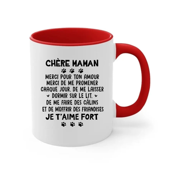 Chère Maman Merci Pour Ton Amour - Personalized Mug For Her, Dog/Cat Mom, Dog Lovers, Cat Lovers