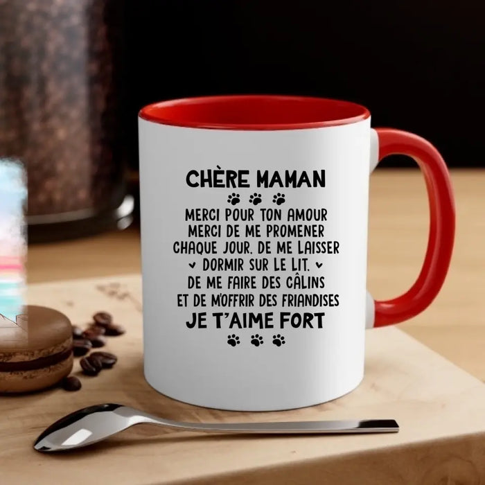 Chère Maman Merci Pour Ton Amour - Personalized Mug For Her, Dog/Cat Mom, Dog Lovers, Cat Lovers