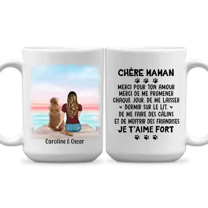 Chère Maman Merci Pour Ton Amour - Personalized Mug For Her, Dog/Cat Mom, Dog Lovers, Cat Lovers