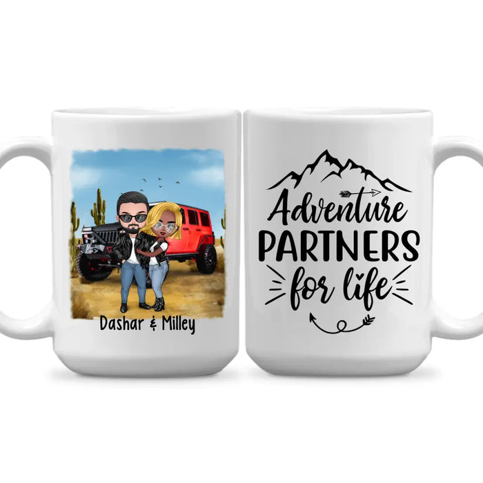 Off-Road Couple Hugging, Driving Together - Personalized Mug For Car Lovers, Off-Road