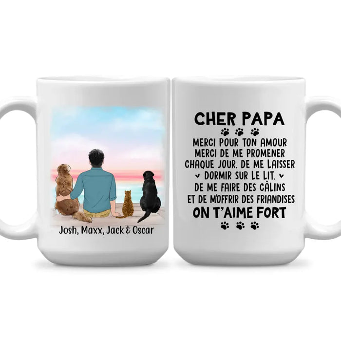 Chère Papa, Merci Pour Ton Amour - Personalized Gifts Custom Dog Mug for Dog Dad, Dog Lovers