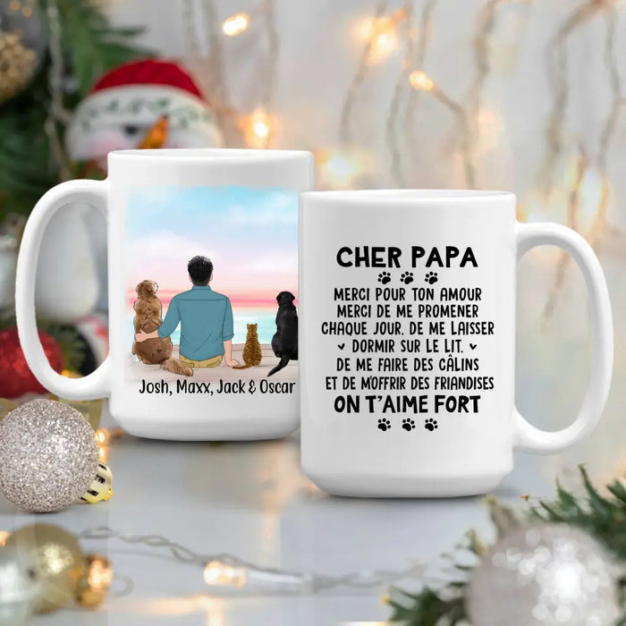 Chère Papa, Merci Pour Ton Amour - Personalized Gifts Custom Dog Mug for Dog Dad, Dog Lovers