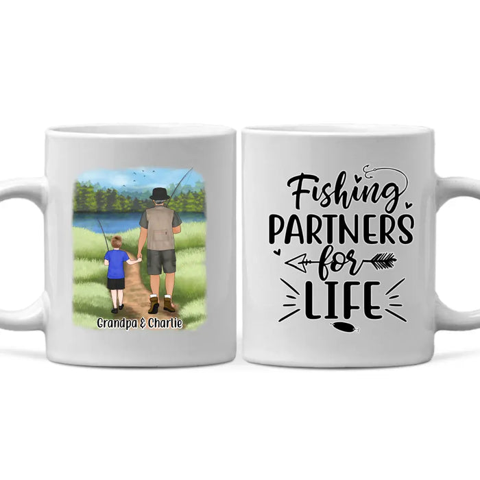 Fishing Partners For Life - Personalized Mug For Grandpa, Kid, Fishing