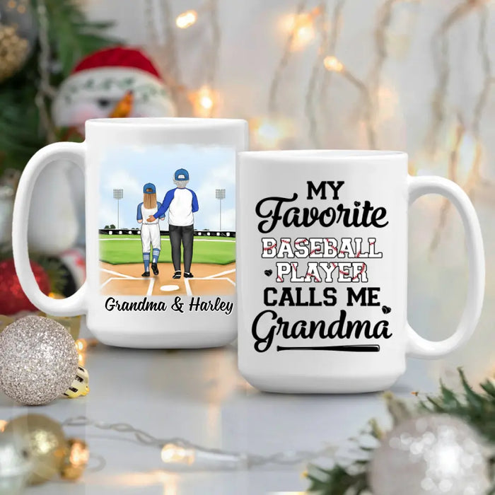 Up To 3 Kids My Favorite Baseball Player Calls Me Grandma - Personalized Mug For Grandma, Baseball