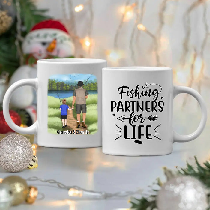 Fishing Partners For Life - Personalized Mug For Grandpa, Kid, Fishing