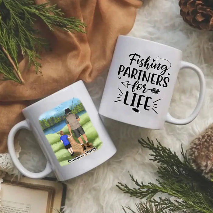 Fishing Partners For Life - Personalized Mug For Grandpa, Kid, Fishing