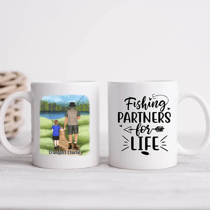 Fishing Partners For Life - Personalized Mug For Grandpa, Kid, Fishing