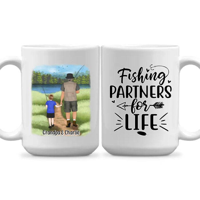 Fishing Partners For Life - Personalized Mug For Grandpa, Kid, Fishing