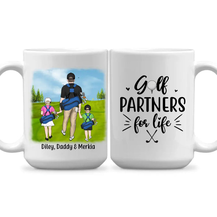 Golf Partners For Life - Personalized Mug For Family , Dad, Kids, Golf