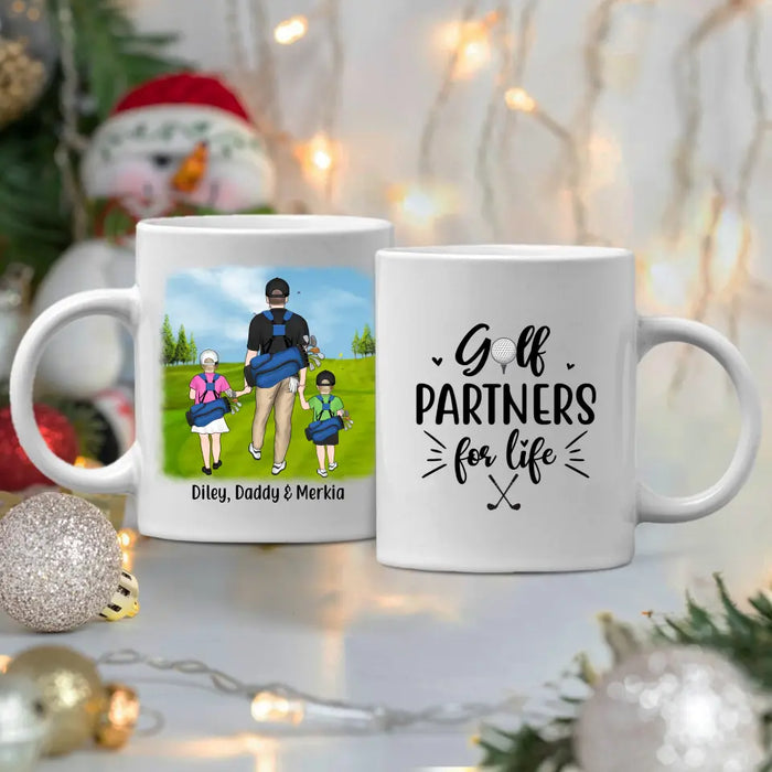 Golf Partners For Life - Personalized Mug For Family , Dad, Kids, Golf