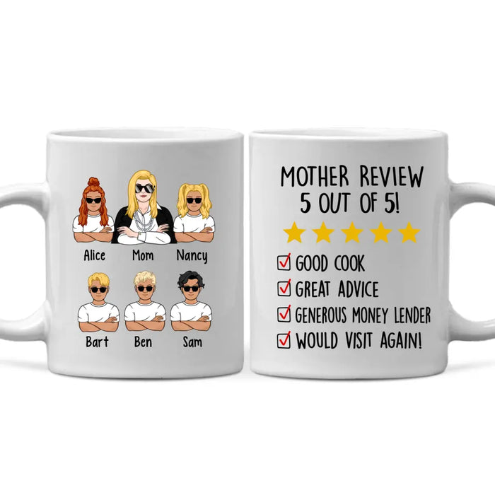 Up To 5 Kids Mother Review 5 Out Of 5 - Personalized Mug For Her, Mom