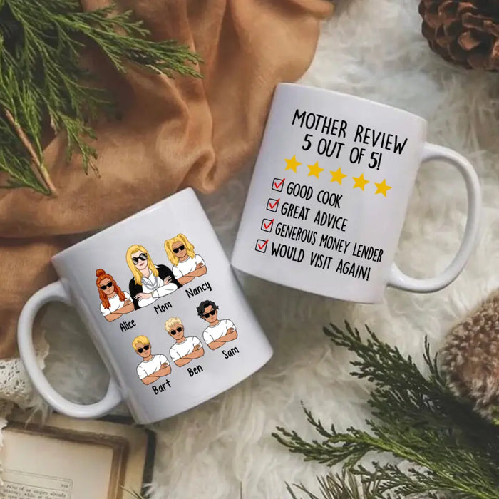 Up To 5 Kids Mother Review 5 Out Of 5 - Personalized Mug For Her, Mom