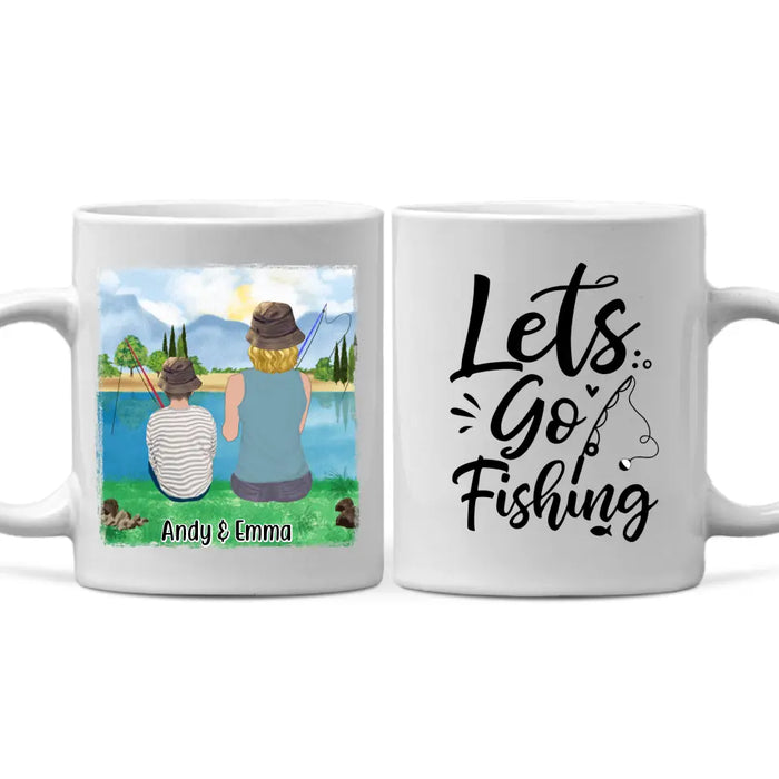 Let's Go Fishing Mom & Kids - Personalized Mug For Mom, Kids, Family, Fishing