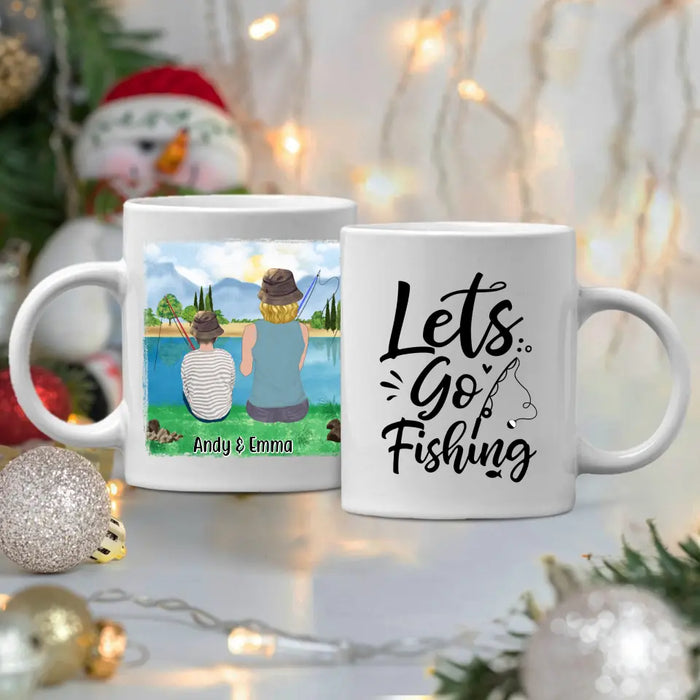 Let's Go Fishing Mom & Kids - Personalized Mug For Mom, Kids, Family, Fishing