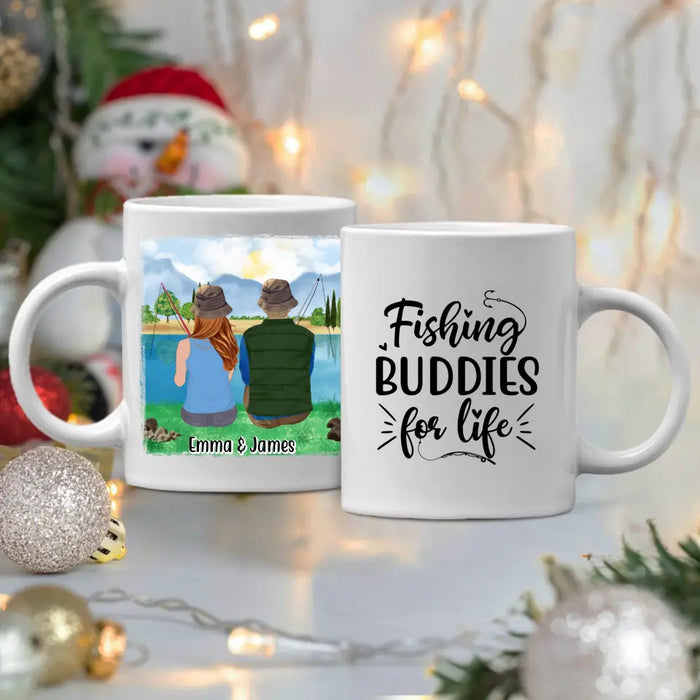 Fishing Buddies For Life - Personalized Mug For Couples, Friends, Family, Fishing