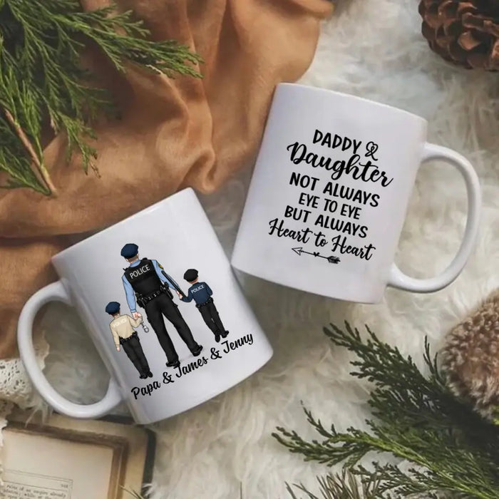 Daddy and Daughter - Personalized Gifts Custom Police Officer Mug for Dad, Police Officer Gifts