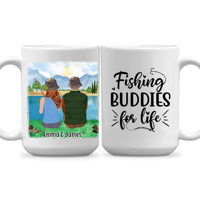 Fishing Buddies For Life - Personalized Mug For Couples, Friends, Family, Fishing