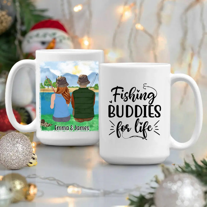 Fishing Buddies For Life - Personalized Mug For Couples, Friends, Family, Fishing