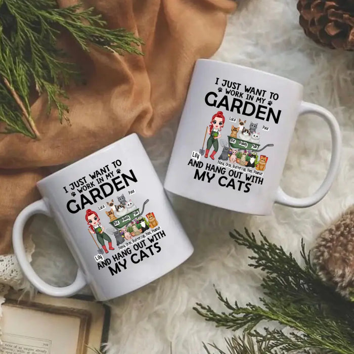 Up To 10 Cats, I Just Want To Work In My Garden - Personalized Mug For Cat Gardening Lovers, Gardeners