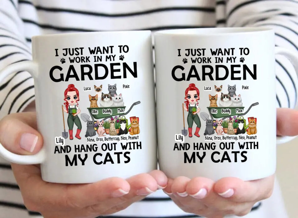 Up To 10 Cats, I Just Want To Work In My Garden - Personalized Mug For Cat Gardening Lovers, Gardeners