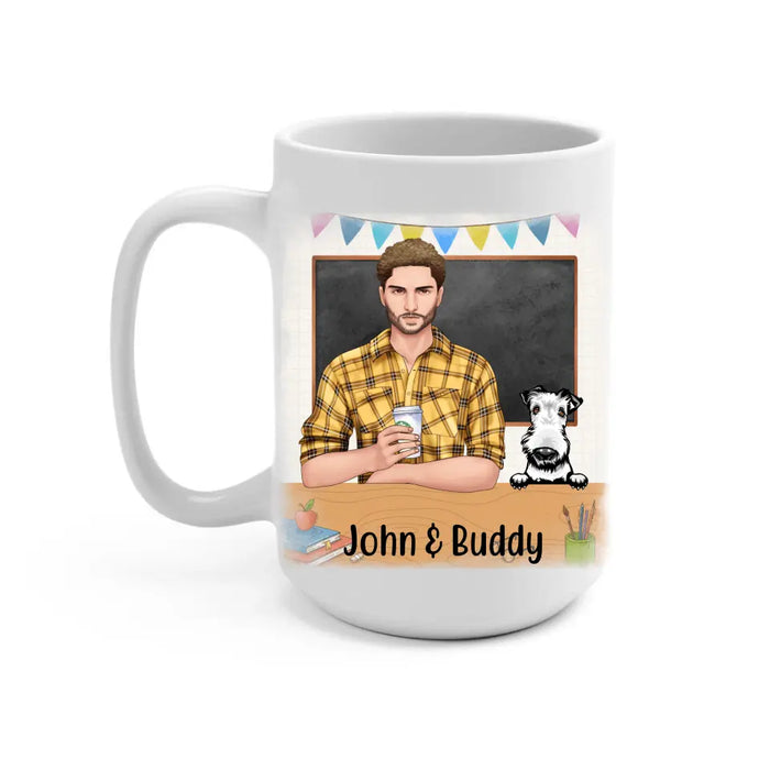 Kinda Busy Being a Teacher and a Dog Dad - Personalized Gifts Custom Dog Mug for Dog Dad, Dog Lovers