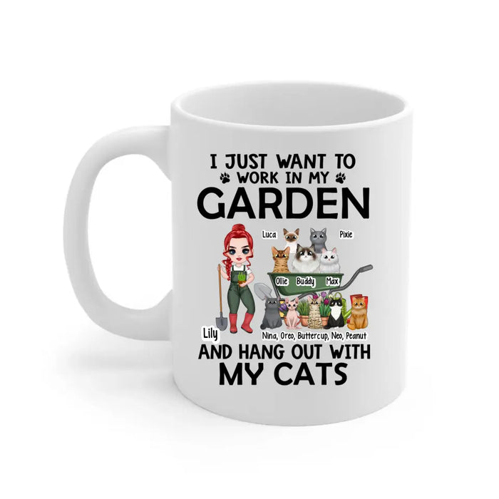 Up To 10 Cats, I Just Want To Work In My Garden - Personalized Mug For Cat Gardening Lovers, Gardeners