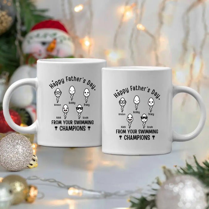 Happy Father's Day From Swimming Champions - Personalized Mug For Dad, Father, Family