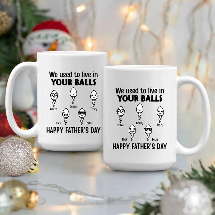 Happy Father's Day We Used To Live In Your Balls - Personalized Mug For Dad, Father, Family