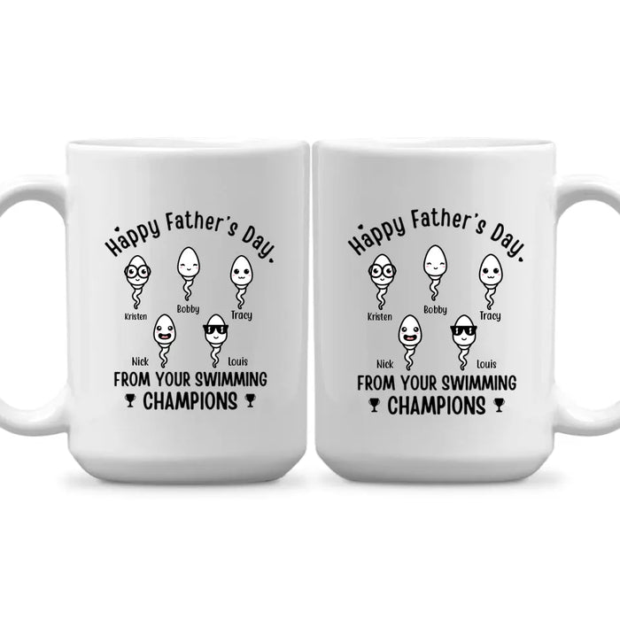 Happy Father's Day From Swimming Champions - Personalized Mug For Dad, Father, Family