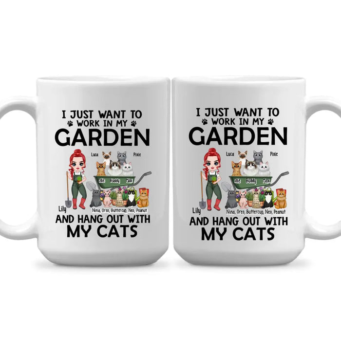 Up To 10 Cats, I Just Want To Work In My Garden - Personalized Mug For Cat Gardening Lovers, Gardeners