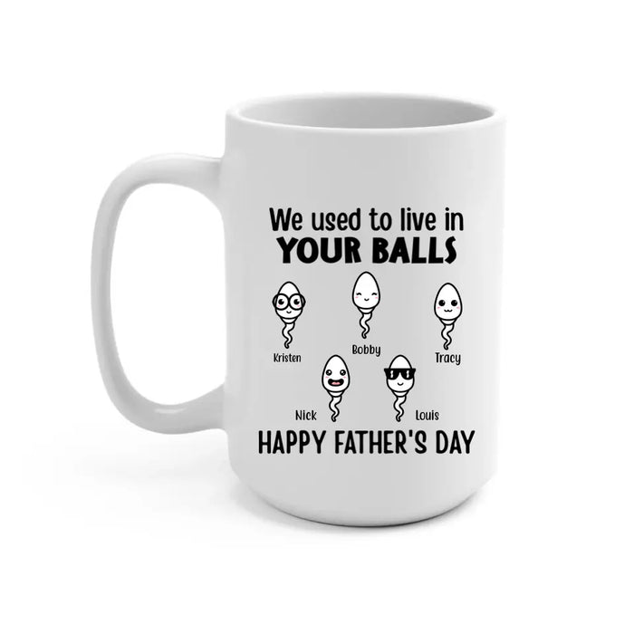 Happy Father's Day We Used To Live In Your Balls - Personalized Mug For Dad, Father, Family