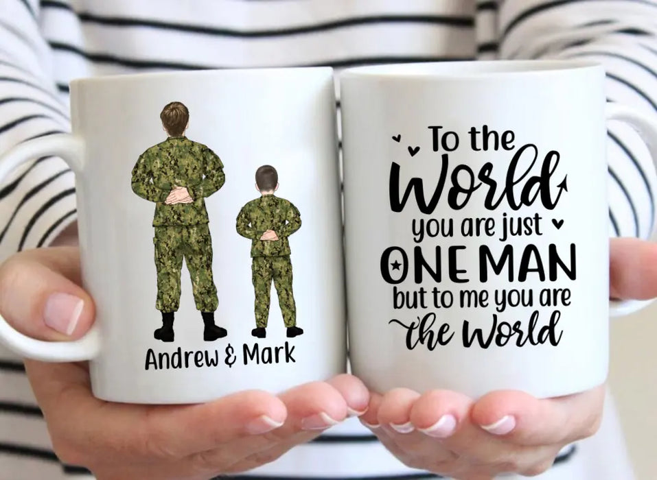 Military Father And Kids - Personalized Mug For Dad, Father's Day