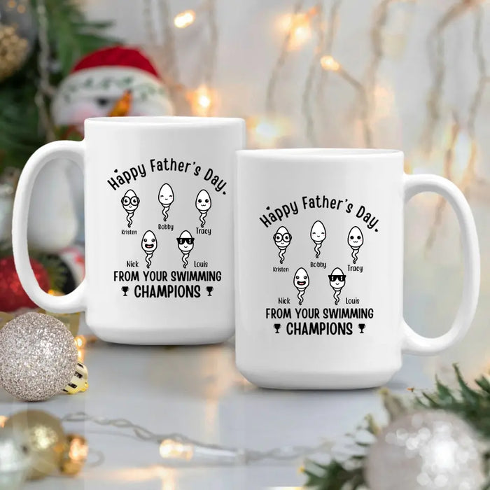 Happy Father's Day From Swimming Champions - Personalized Mug For Dad, Father, Family