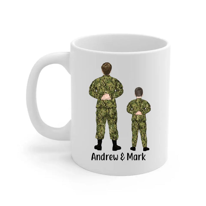 Military Father And Kids - Personalized Mug For Dad, Father's Day