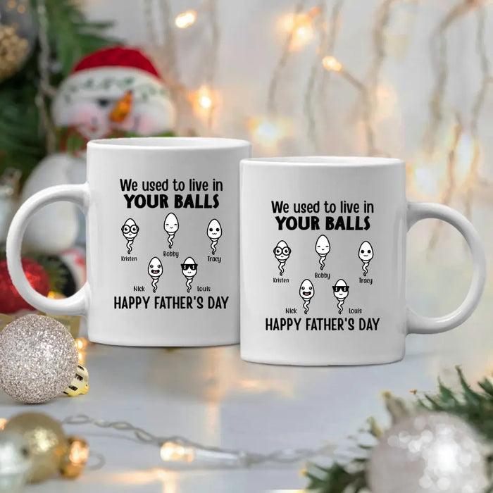 Happy Father's Day We Used To Live In Your Balls - Personalized Mug For Dad, Father, Family