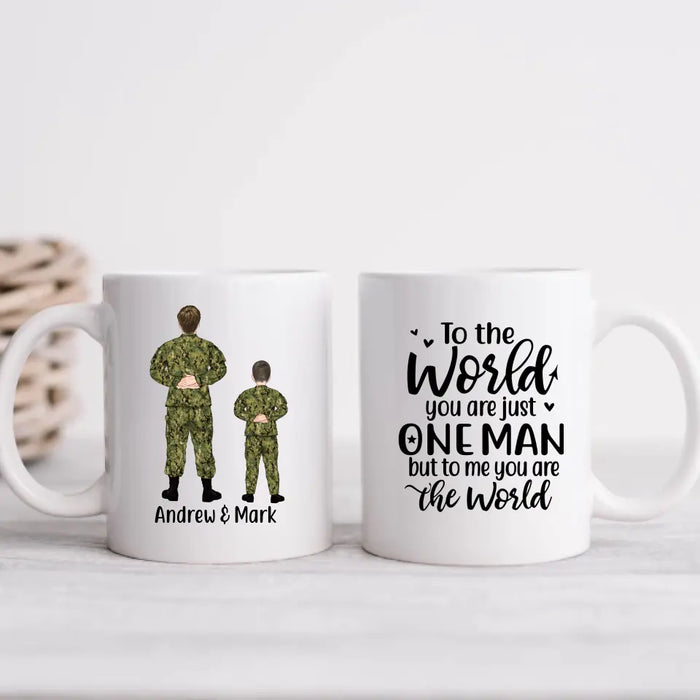 Military Father And Kids - Personalized Mug For Dad, Father's Day