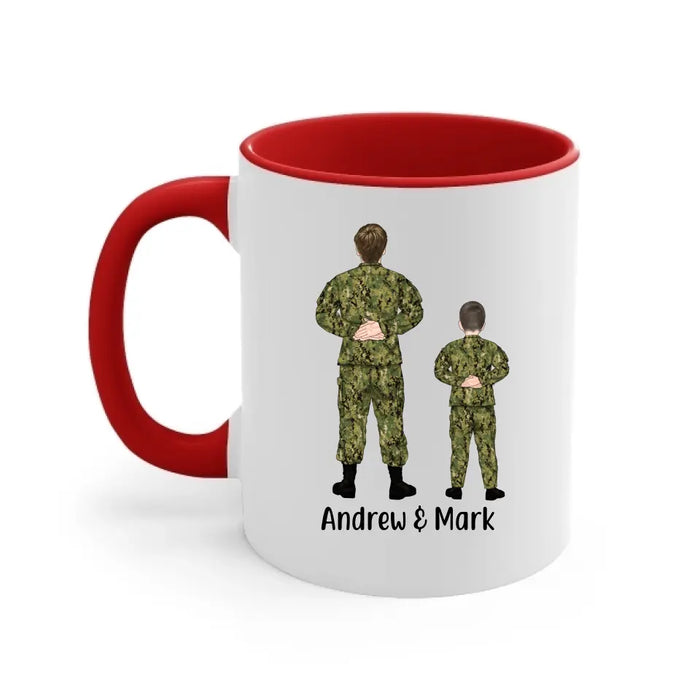 Military Father And Kids - Personalized Mug For Dad, Father's Day